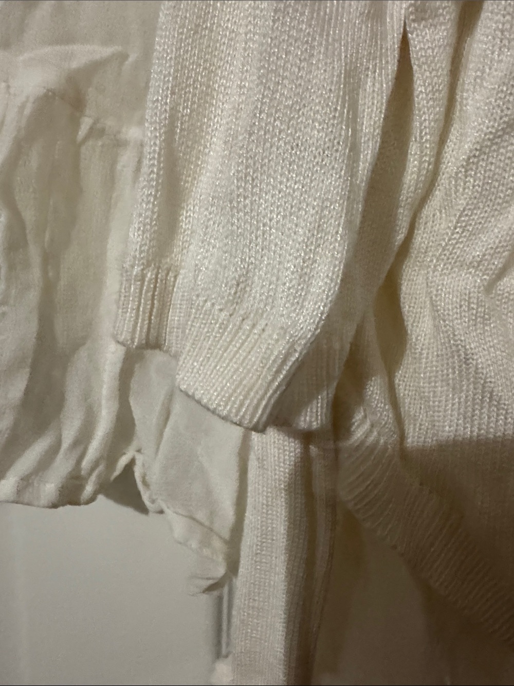Chan Luu Cream Open-Front Ruffle Hem Cardigan - Picture 7 of 8